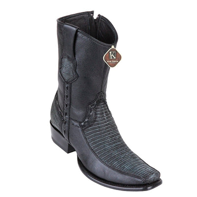 Men's King Exotic Teju Lizard Boots With Deer Dubai Toe Handcrafted Black Cherry (479BF0718)