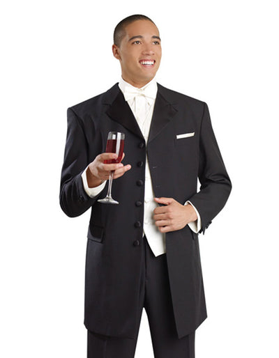 Black Synthetic Material Tuxedo by Soprano