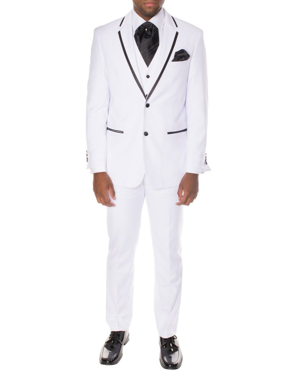 White Satin Trim Notch Tuxedo by F.H.