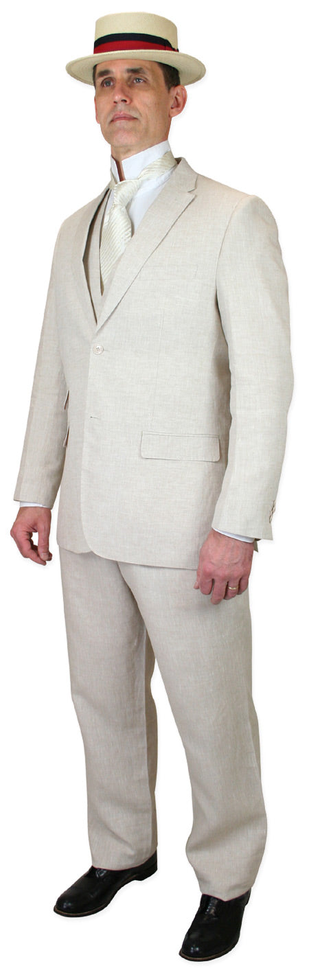 Riverdale Linen Coat - Natural Three-Piece Suit