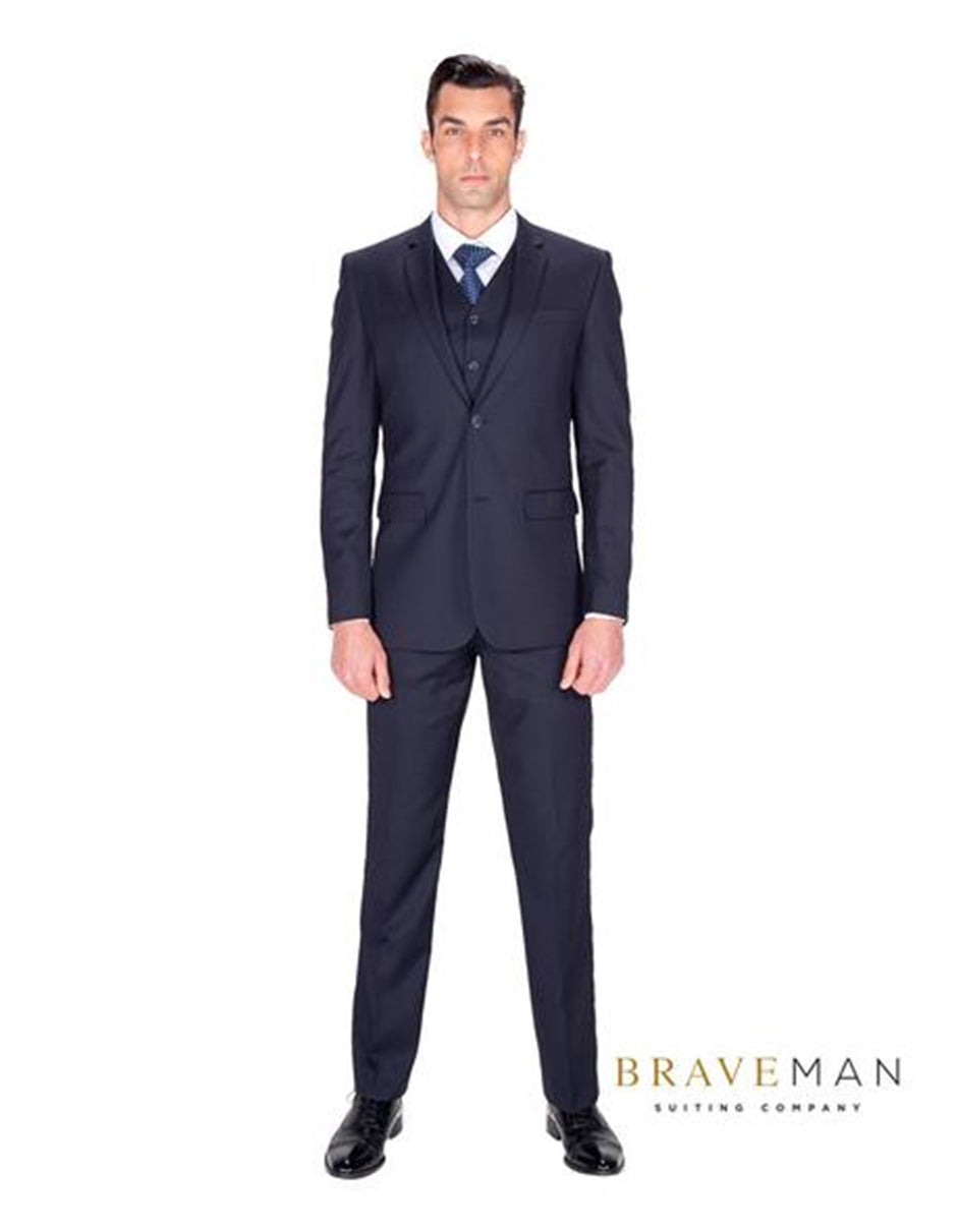 Navy Slim Fit Vested Suit by B.M.T.