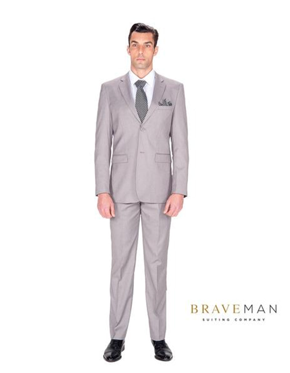 Light Grey Slim Notch Suit by B.M.T.