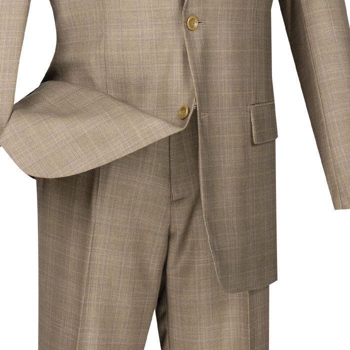 Pompey Glen Plaid Regular Fit Suit Tan