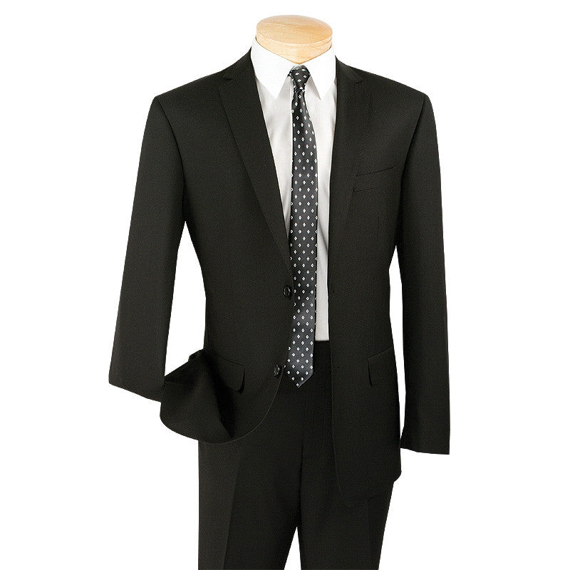 Men'S Vitali Authentic 2 Button Black Slim Fit Suit