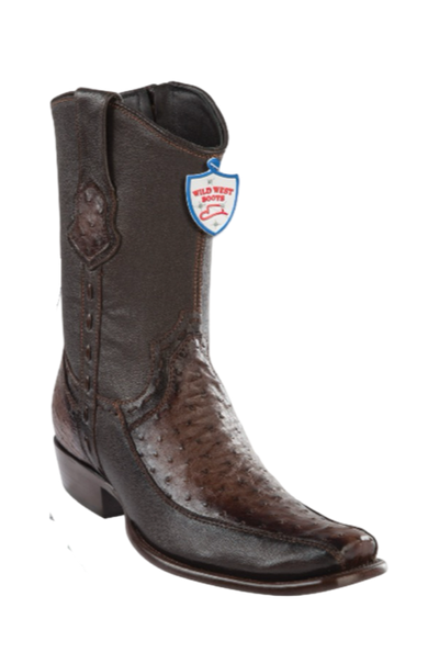 Wild West Faded Brown Ostrich Boots Dubai Toe