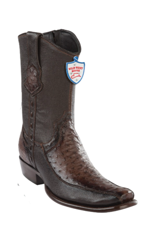 Wild West Faded Brown Ostrich Boots Dubai Toe