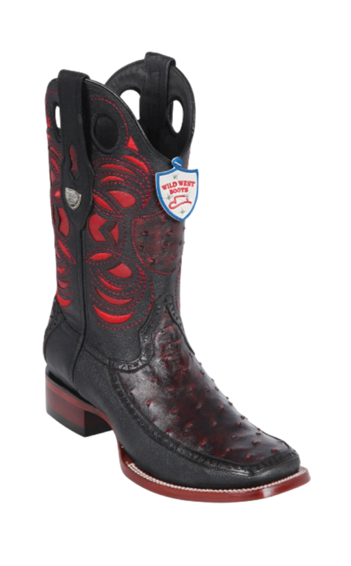 Wild West Ostrich Horma Dubai Toe Boots Black Cherry