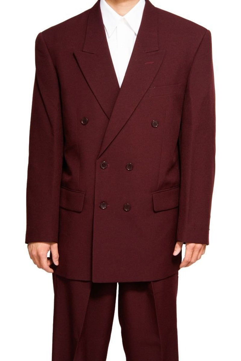 Poplin Double Breasted Burgundy Suit for Men