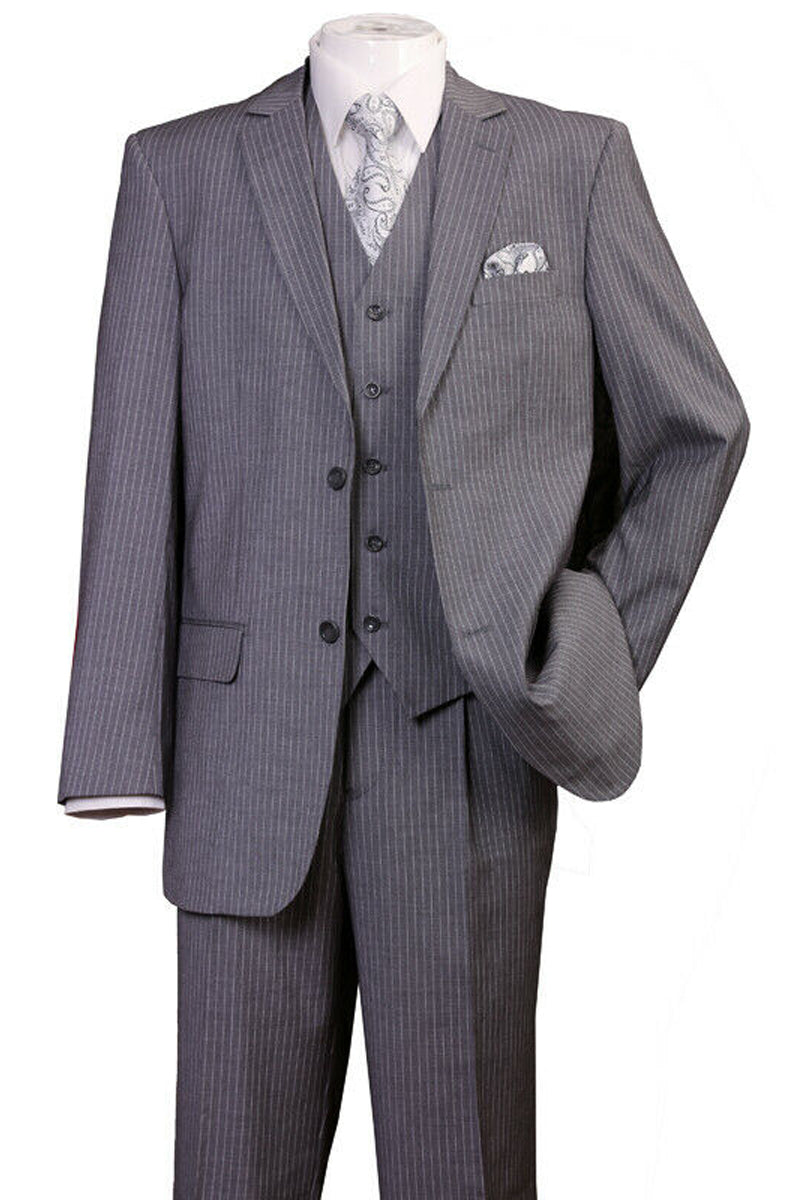 2 Button Grey Pinstripe Gangster Suit