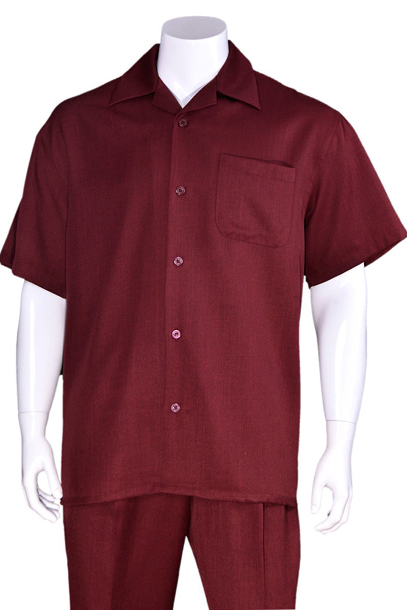 Burgundy Short Sleeve Summer Walking Suit