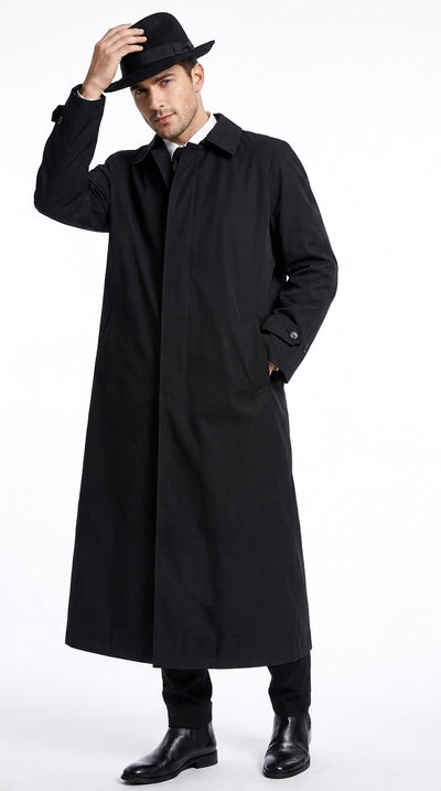 Men’s V for Vendetta Inspired Black Trench Coat – Long Gothic Full-Length Overcoat