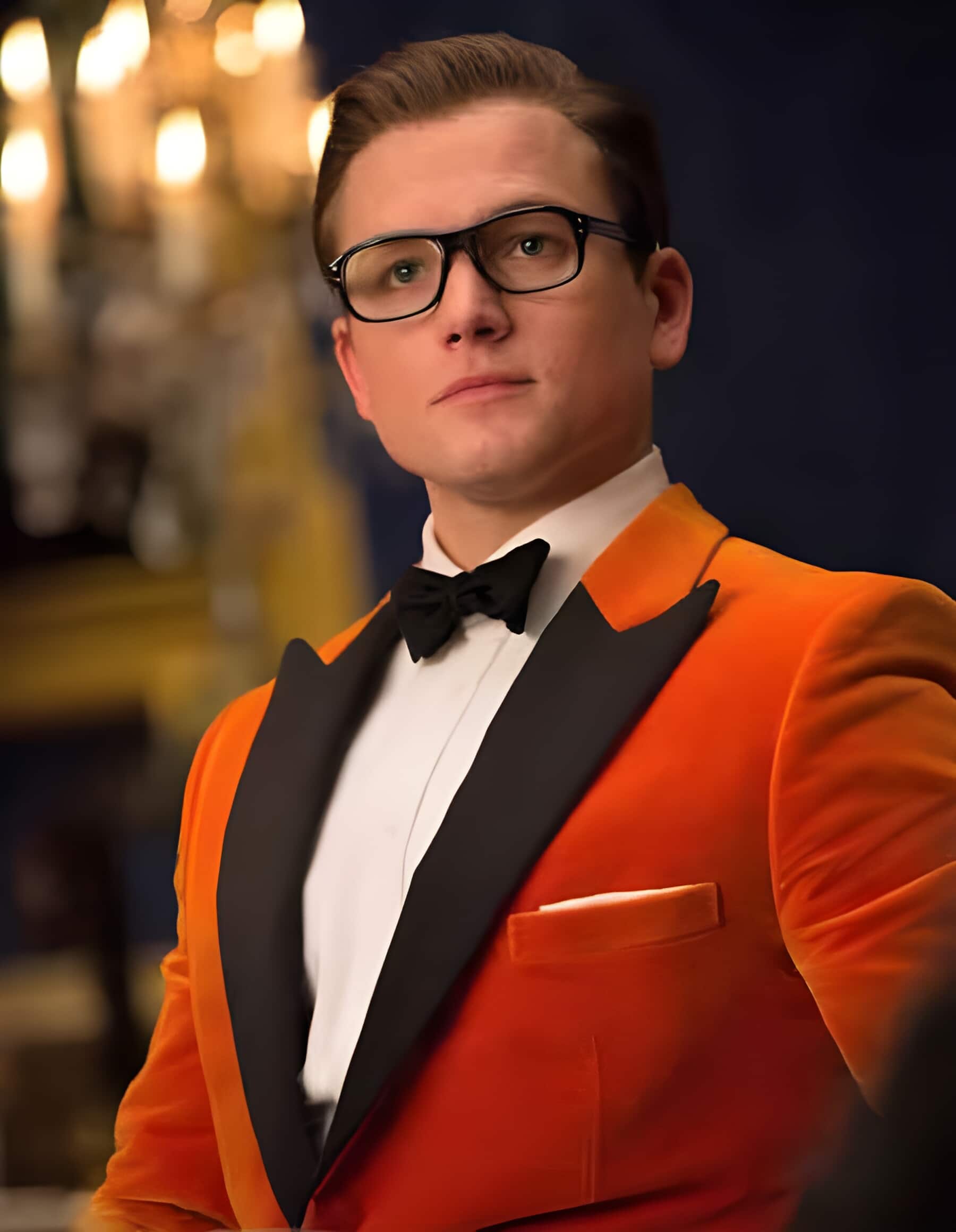 1 Button Orange Velvet Fabric Blazer - Sport Coat