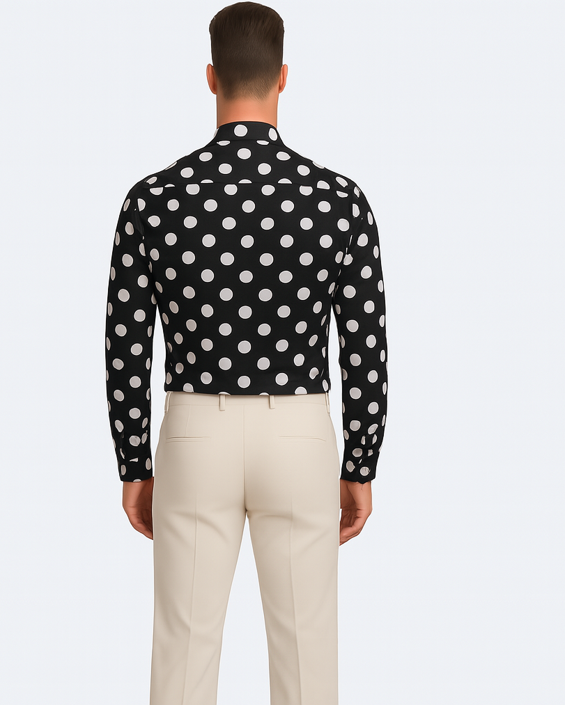 100% Cotton Dress Shirt Polka Dot Pattern Formal Or Casual Multi-color Men's Dress Shirt