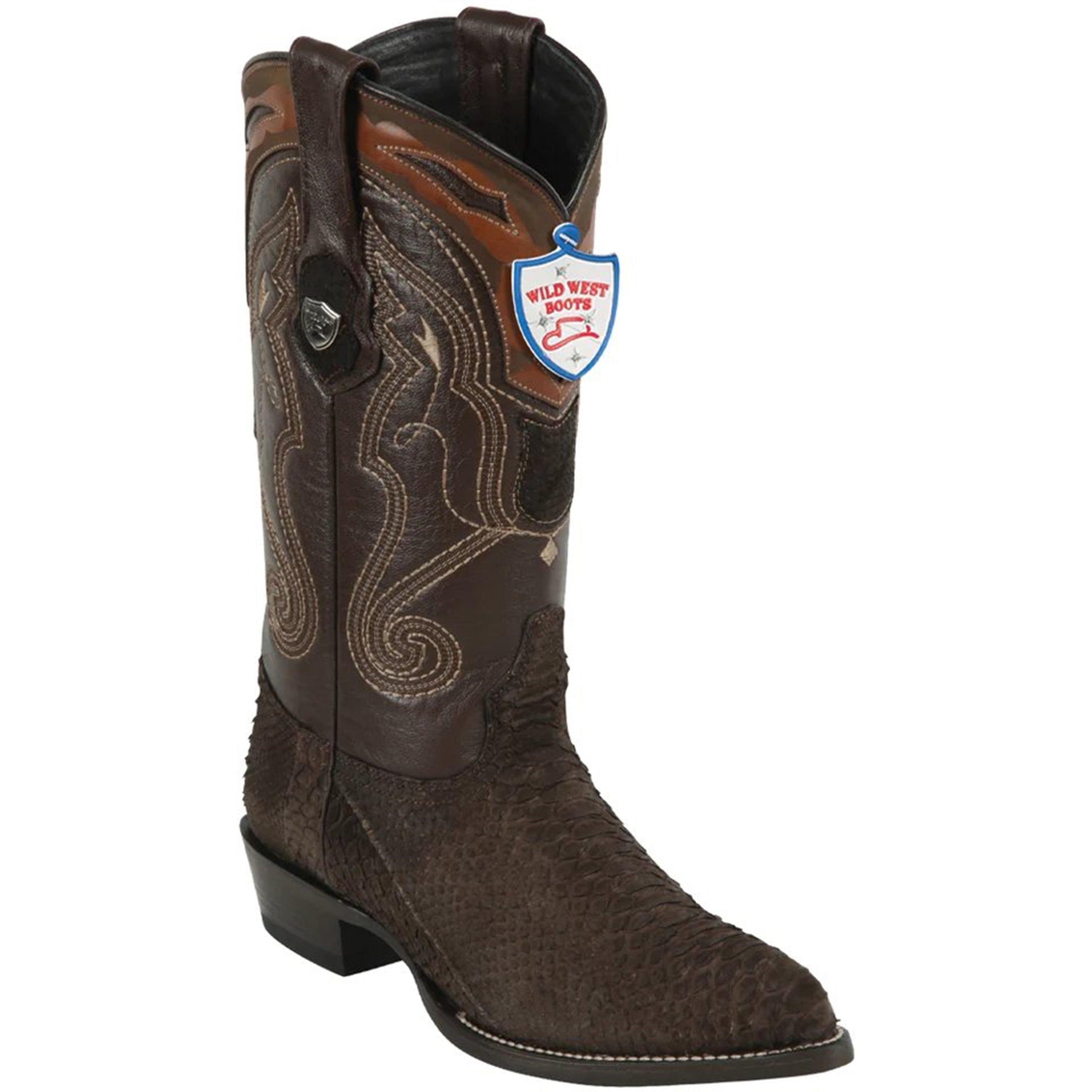 Mens Brown Snakeskin Boots J-Toe - Wild West Boots Brown Snakeskin Boots