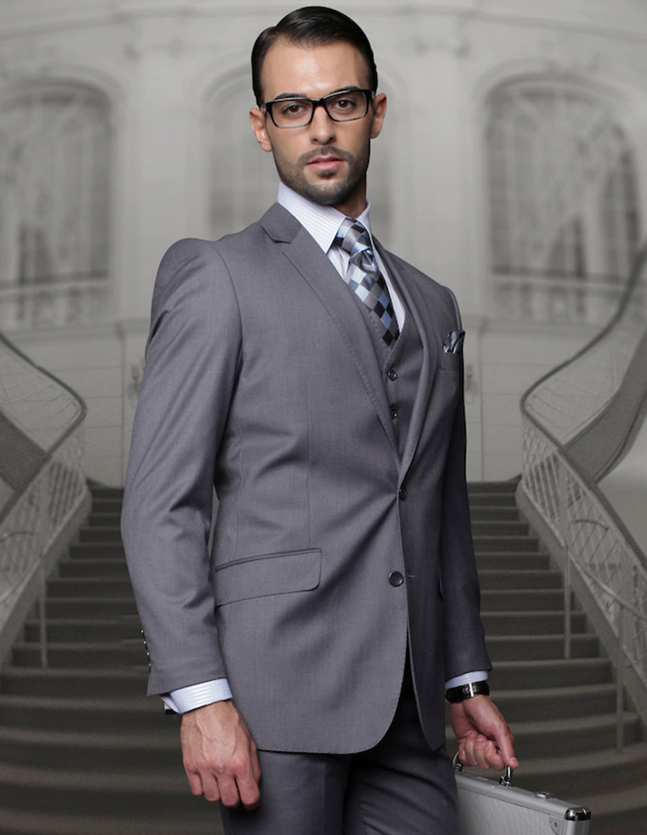 Classic Fit 2-Button Pleated Suit - Big & Tall Charcoal