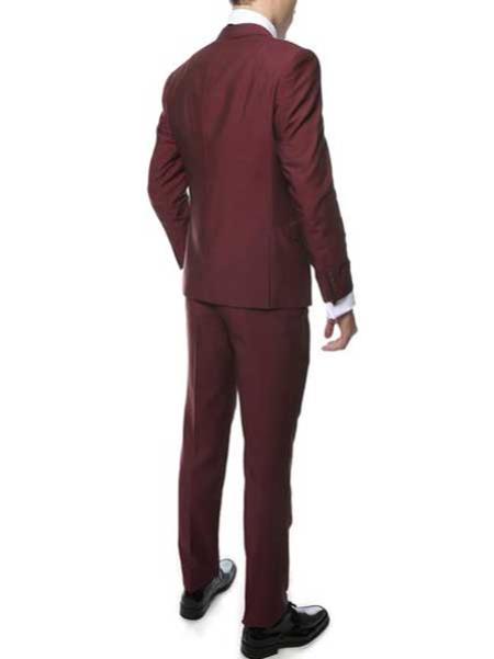 Men's Two Button Classic Burgundy ~ Wine ~ Maroon Suit Slim Fit Cheap Priced Business Suits Clearance Sale