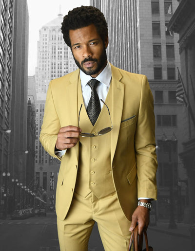Men's Skinny Wool Vested Suit - 2 Button, Chestnut