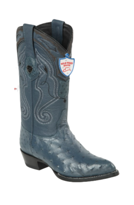 Wild West Blue Jeans Ostrich Leather Boots