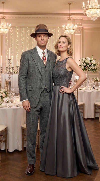 Menβs Grey Vintage Gangster Suit β Bonnie and Clyde Inspired 3 Piece Classic 1920s Formal Outfit