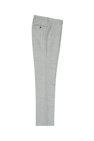 Light Gray Herringbone Wool Dress Pant by Tiglio Luxe