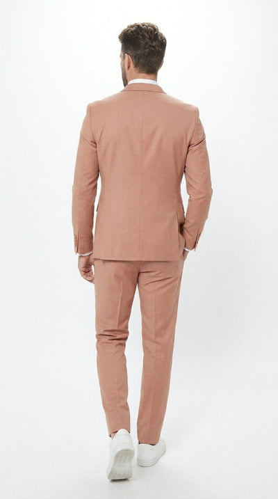 Menβs Peach Light Brown 3 Piece Suit β Wedding & Prom Formal Suit Set, Blazer Pants Double breasted vest