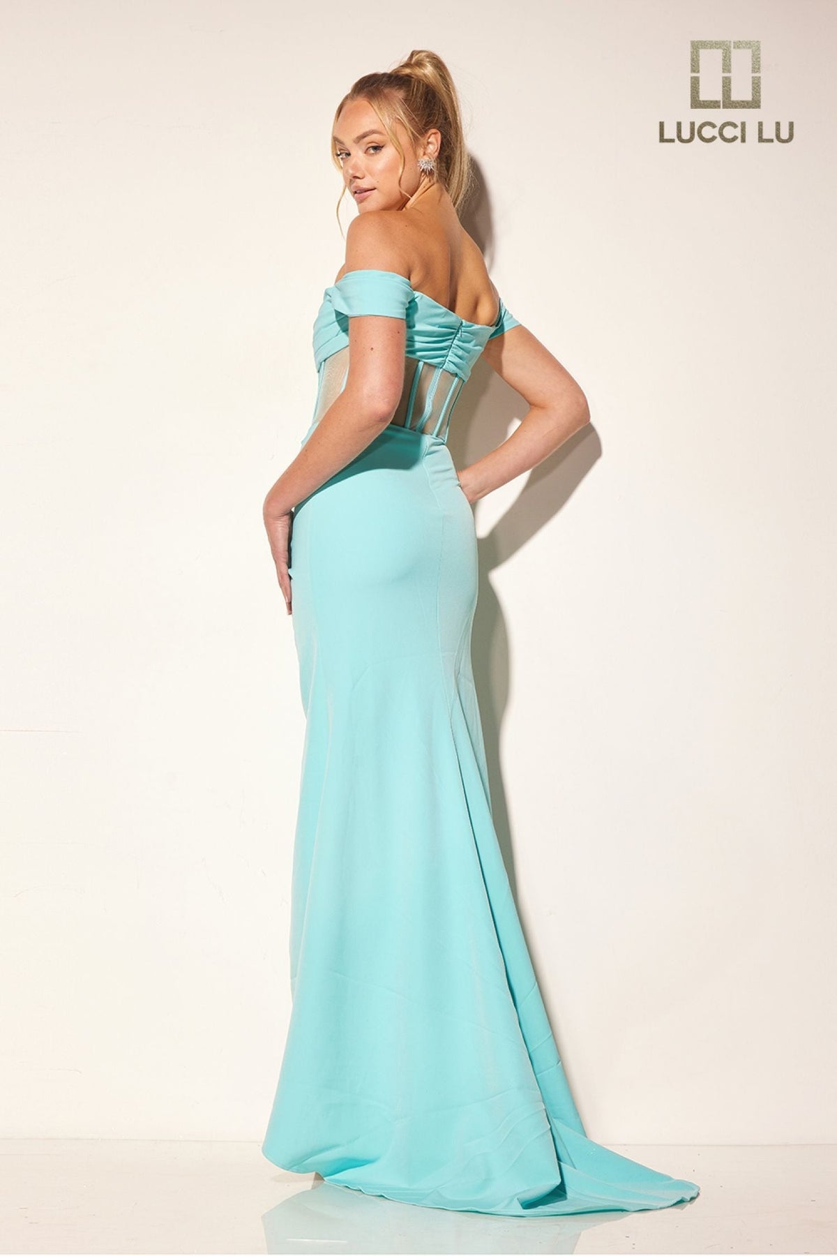 Glitter Sleeveless A-line Tiered Gown by Lucci Lu 1361