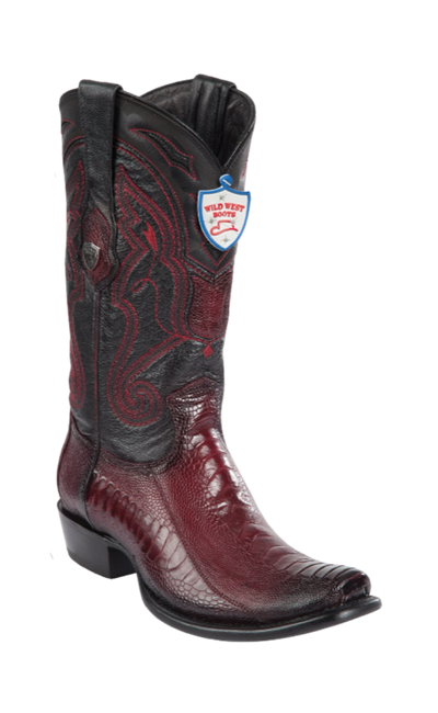 Wild West Ostrich Leg Boots Faded Burgundy