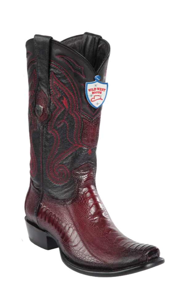 Wild West Ostrich Leg Boots Faded Burgundy