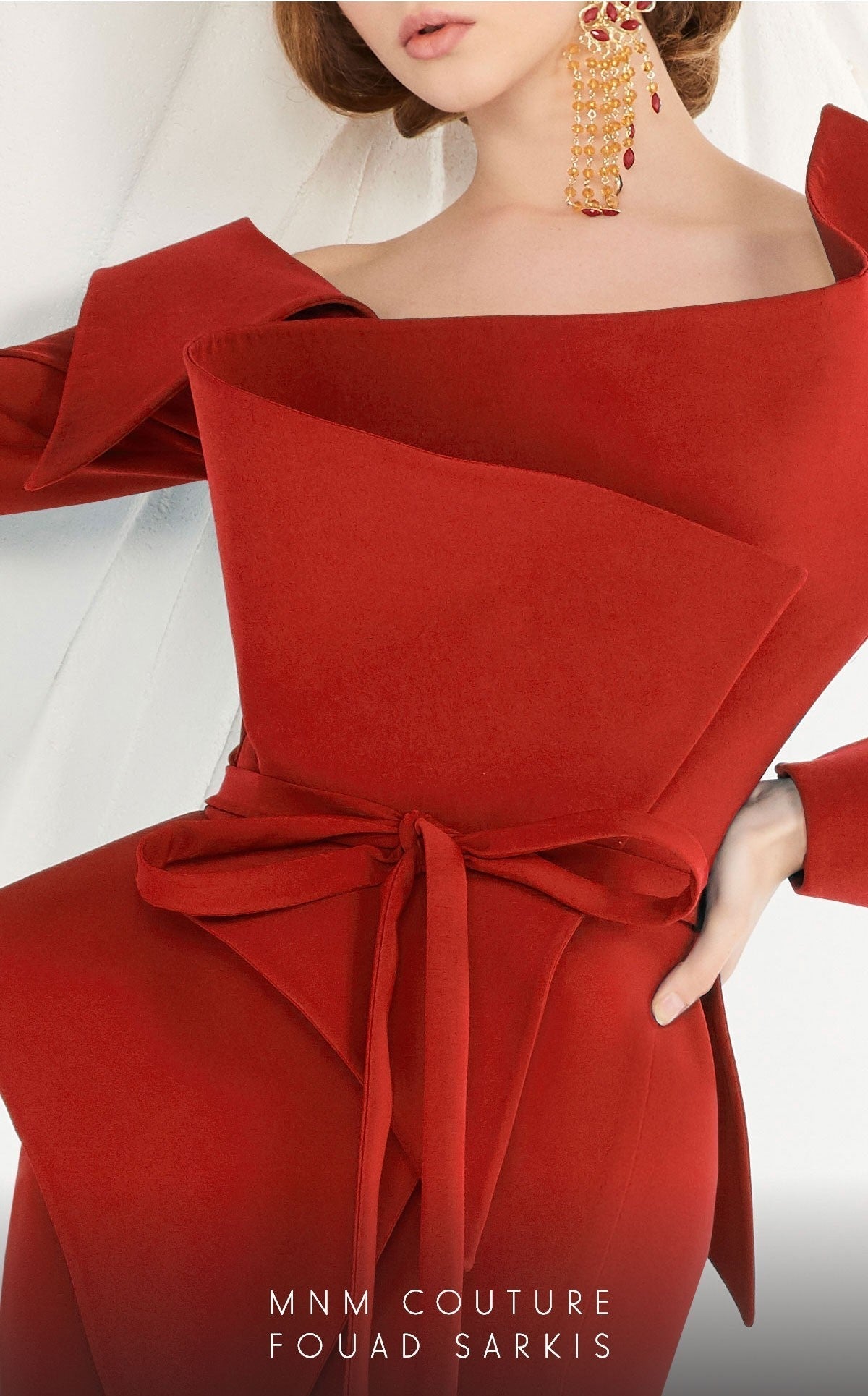 Fouad Sarkis 2540 Off-Shoulder Origami Fishtail Gown by MNM Couture