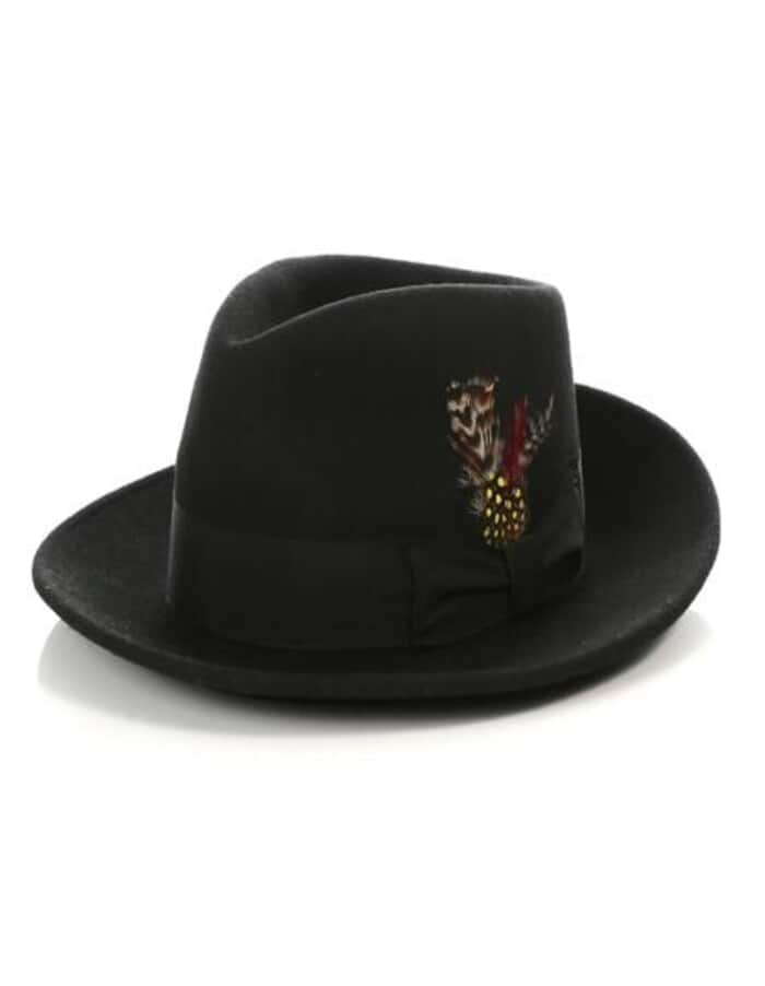 1920s men's Hat - Gangster Hat - 20s Dress Wool Hat Black
