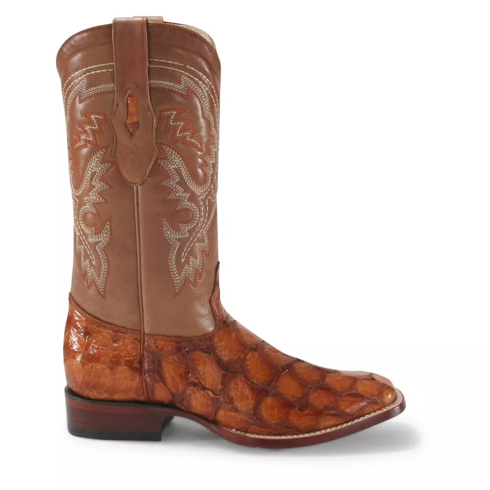 Los Altos Cognac Pirarucu Boots Square Toe
