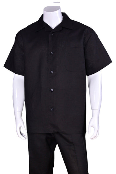 Linen Men's Black Walking Suit by Milano Moda