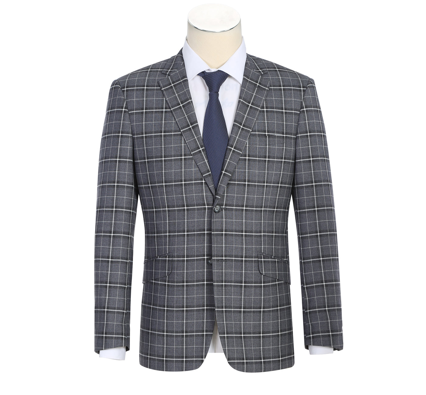 Men's Grey & White Check Classic Suit by Renoir