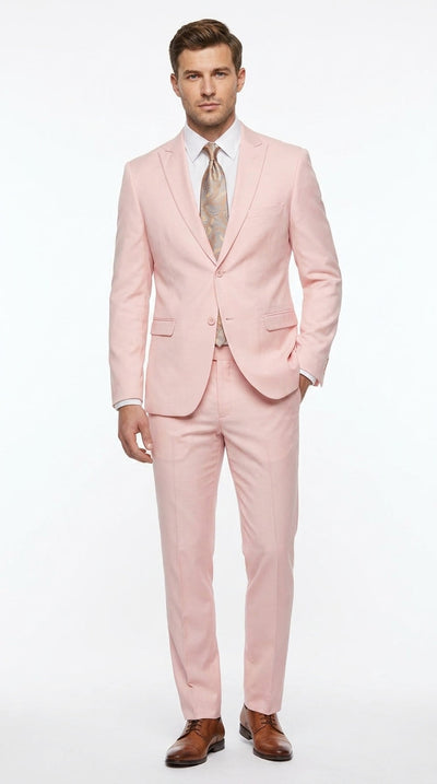 Menβs Light Pink 2 Piece Suit, Formal Dress Suit for Weddings, Prom, Parties, Summer Events Slim Fitted By Vitali