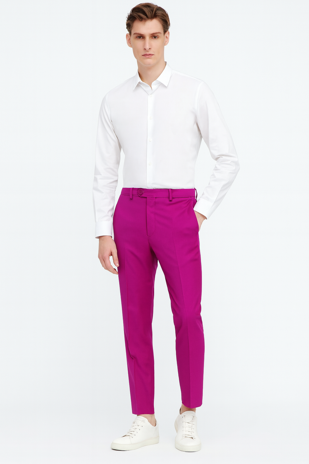 Men’s Fuchsia Slim Fit Dress Pants