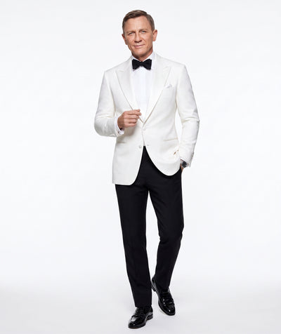 Menβs Pure White Dinner Jacket Blazer β James Bond Style Formal Tuxedo Blazer for Wedding, Black Tie & Evening Wear