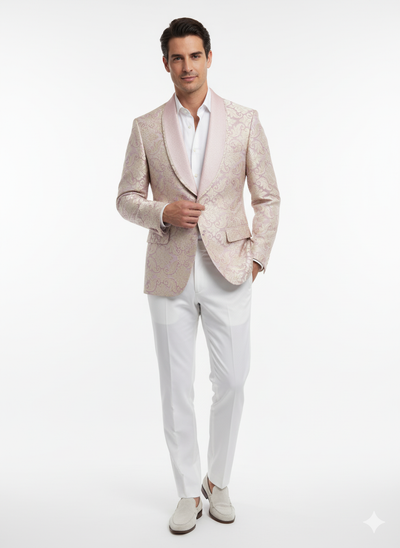 Lavender & Gold Embroidered Tuxedo Blazer