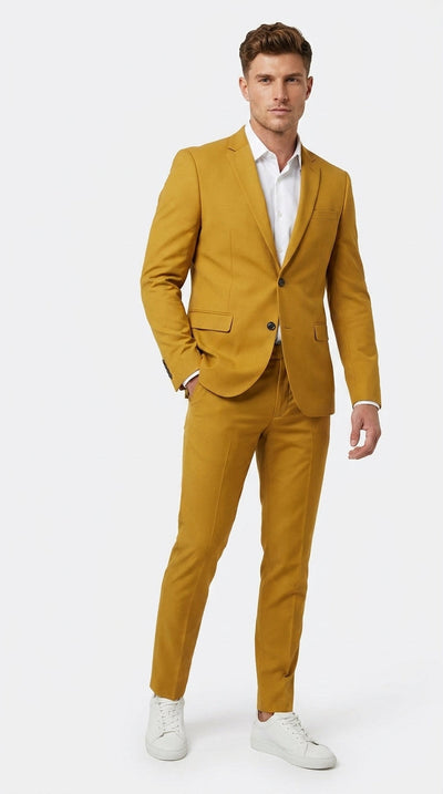 Menβs Gold Mustard Color Suit β Wedding & Prom Formal Suit Outfit, Modern Blazer and Pants