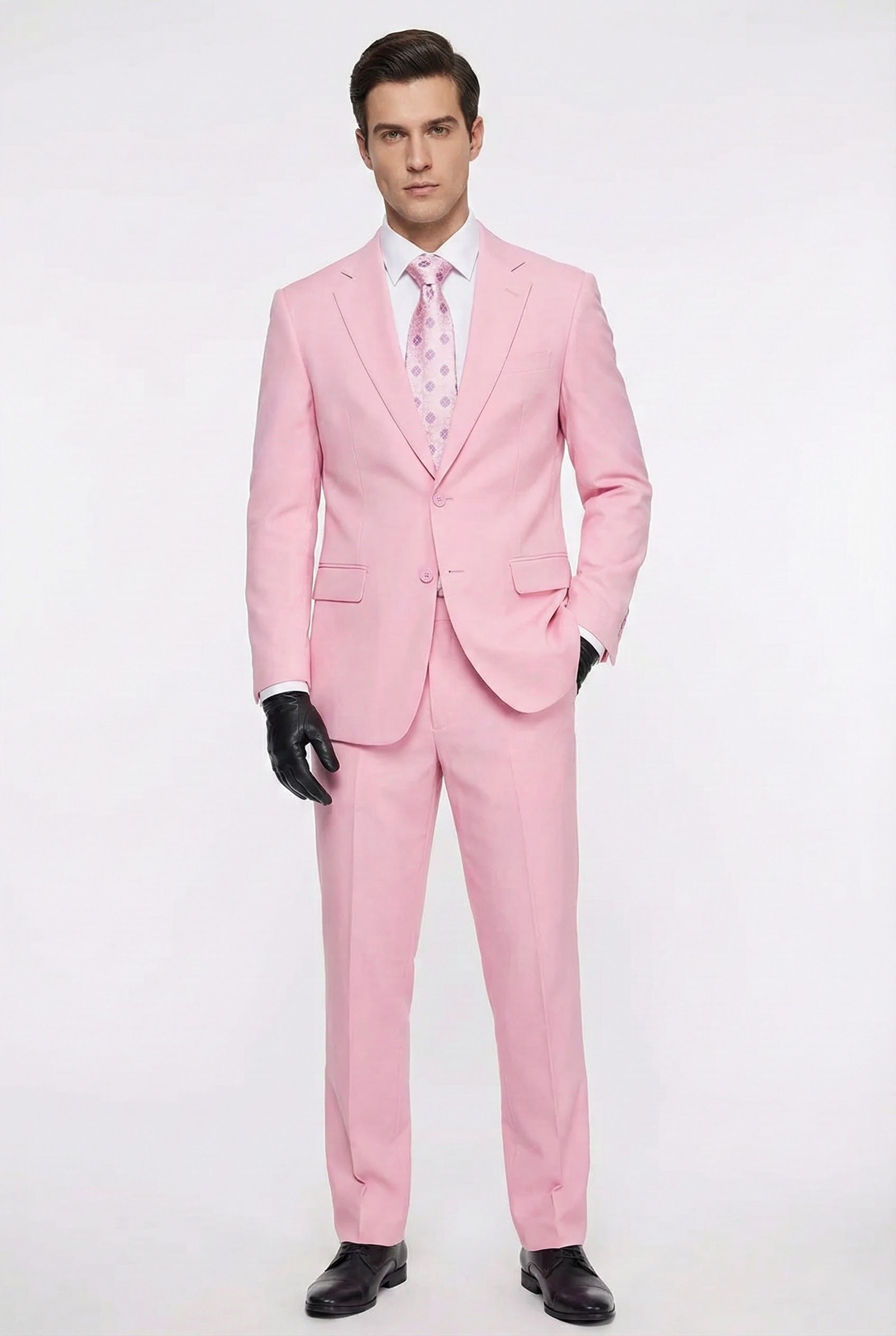 Men’s Pink Two-Piece Suit – Classic Fit Formal Jacket and Tailored Pants