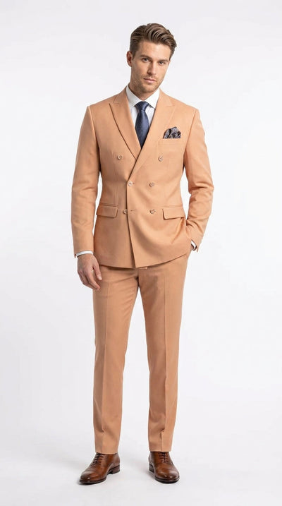 Menβs Peach Double Breasted Suit β Wedding & Prom Formal Suit Set, Classic Blazer and Pants Slim Fitted