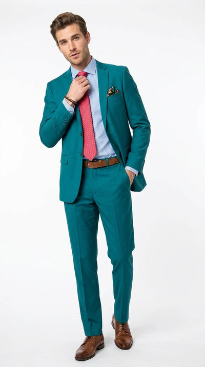 Menβs Teal Green Dark Turquoise Suit β Elegant Formal Suit for Business, Wedding, Party and Modern Style Wear
