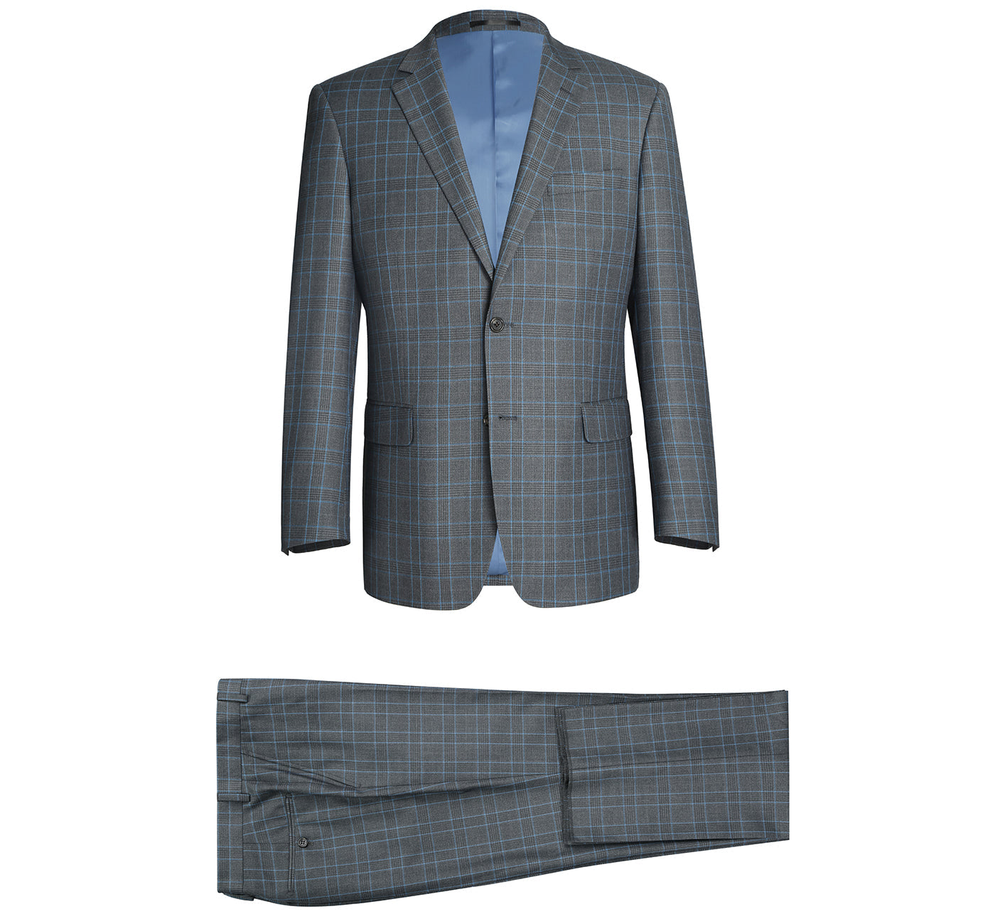 Men's Classic Fit Two Piece Windowpane Suit