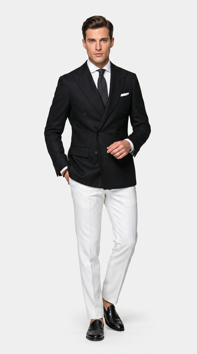 Menβs Black Double Breasted Blazer, Formal Wedding Business Casual Sport Coat Jacket