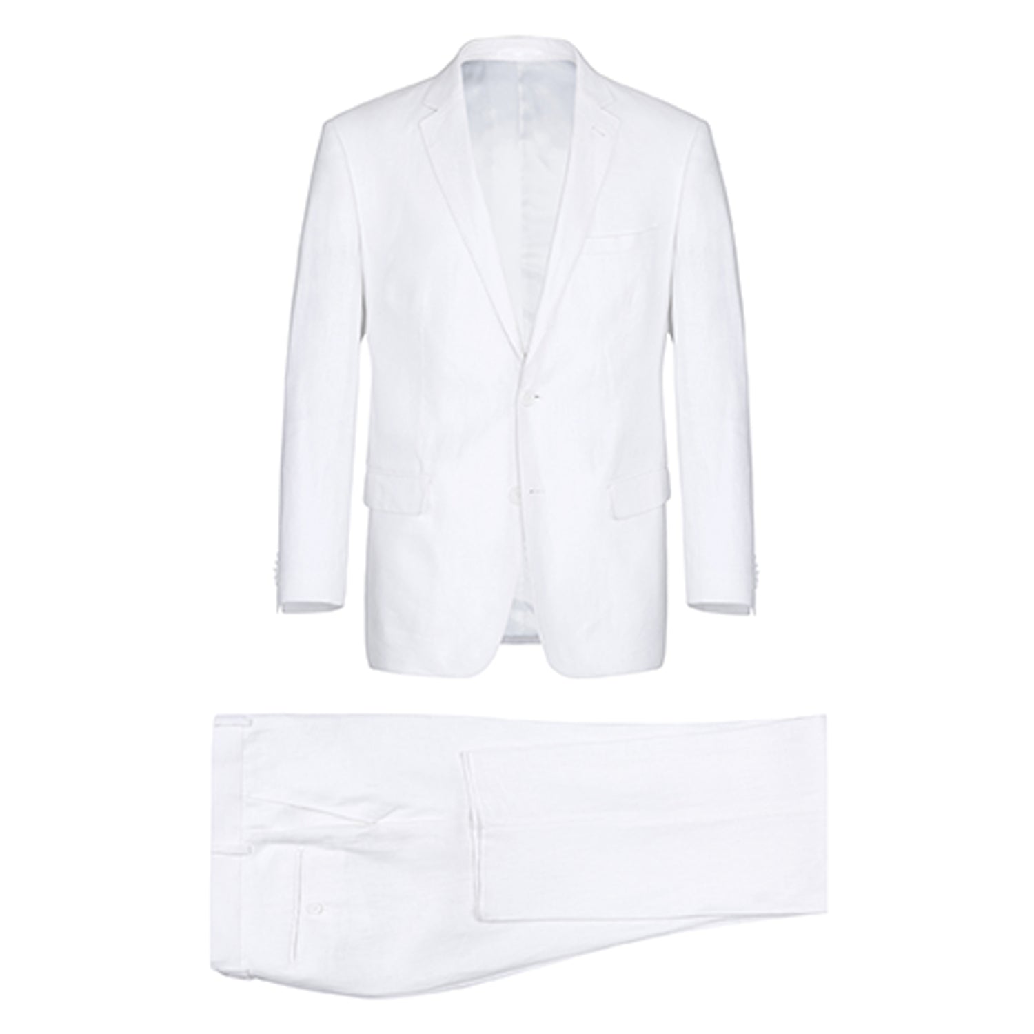 Men's White Linen Suit with Notch Lapel