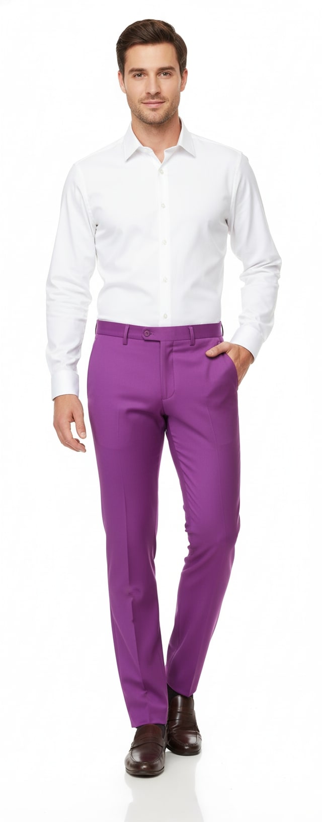 Slim Fit Light Purple Dress Pants for Men