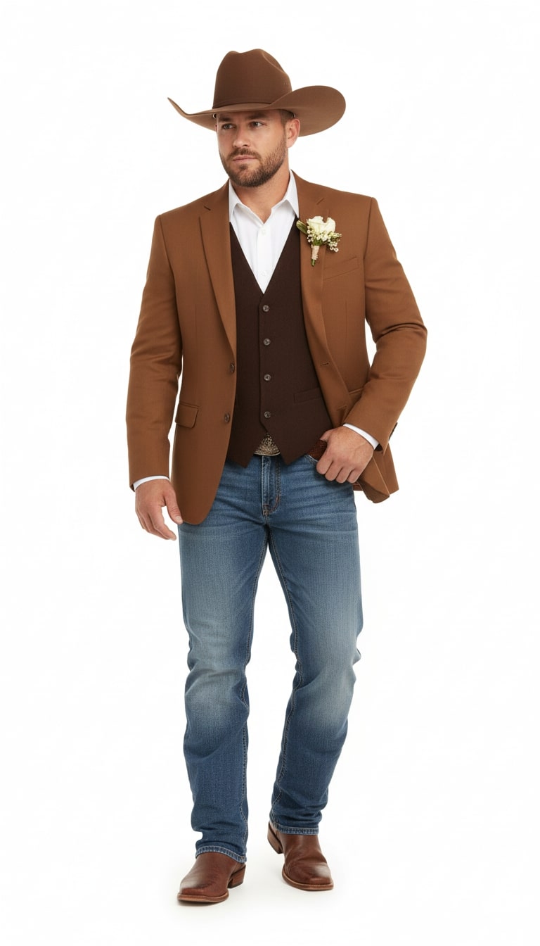 Men's Western Blazer in Rust Copper Brown
