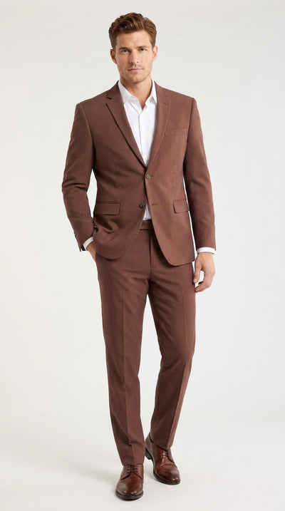 Menβs Coffee Brown 2-Piece Suit β Classic Two-Button Wedding, Business and Formal Suit