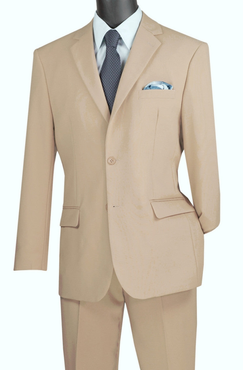 Lucci 2-Button with Flat Front Slacks Budget Suit - Beige