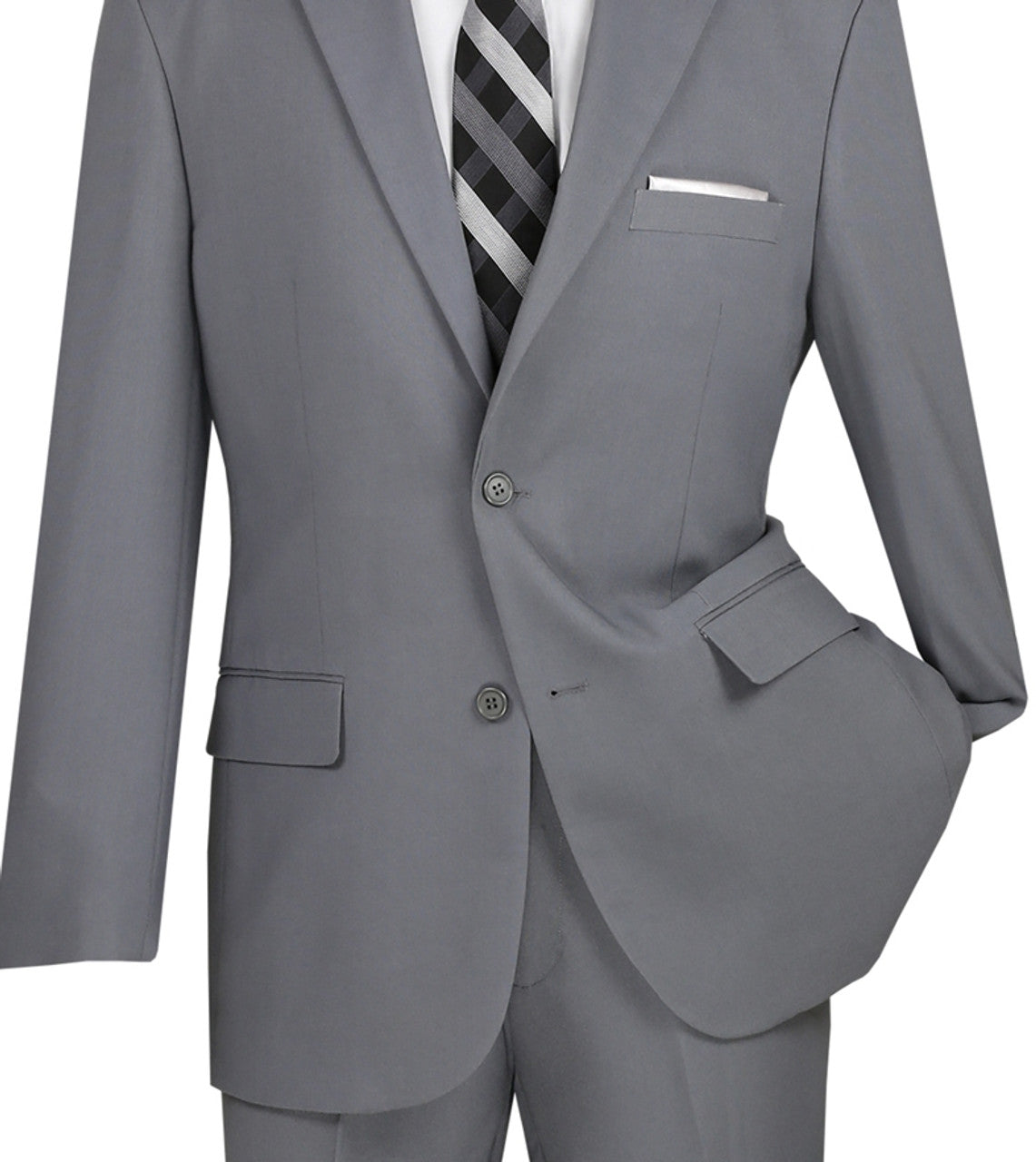 Lucci 2-Button with Flat Front Slacks Budget Suit - Medium Grey