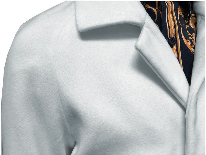 Men's Off White Wool Belted Topcoat